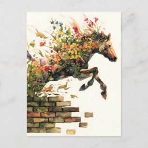 Natur Botanisches Blumenhorse Jumping Feiertagspostkarte