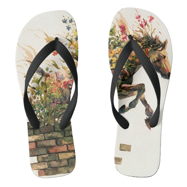 Natur Botanisches Blumenhorse Jumping Flip Flops (Fußbett)