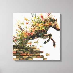 Natur Botanisches Blumenhorse Jumping Leinwanddruck