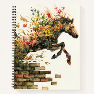 Natur Botanisches Blumenhorse Jumping Notizbuch