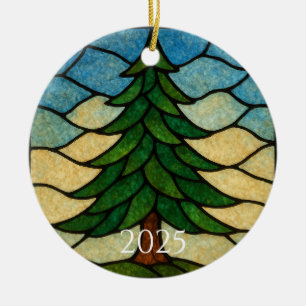 Natur-Buntglas-Tannenbaum Weihnachtsbaum Keramik Ornament