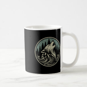 Natur Camping Vintage Wald Wildtiere Wolf Outdoor Kaffeetasse
