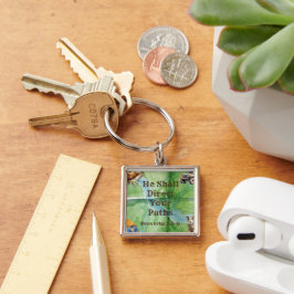 Natur Christlich Inspiriert Silver Square Schlüsse Schlüsselanhänger