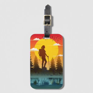 Natur Frauen Wandern Sonnenuntergang Gepäckanhänger