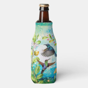 Natur-Garten der Kolibri-Aquarell-Kunst- mit Flaschenkühler