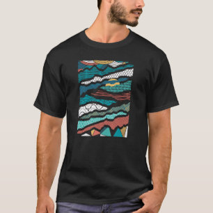 Natur-Gebirgsfluss-gemusterte Landschaftsgraphik T-Shirt