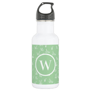 Natur Green Grass Pattern & Monogramm Edelstahlflasche