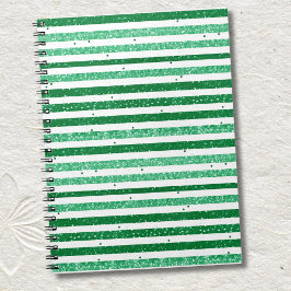 Natur Grün Weiß Horizontale Glitter Streifen Notizblock