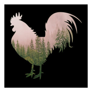 NATUR HAHN HUHN WALDSTIL POSTER
