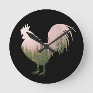 NATUR HAHN HUHN WALDSTIL RUNDE WANDUHR