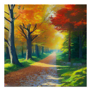 Natur-Herbstbäume im Wald Poster