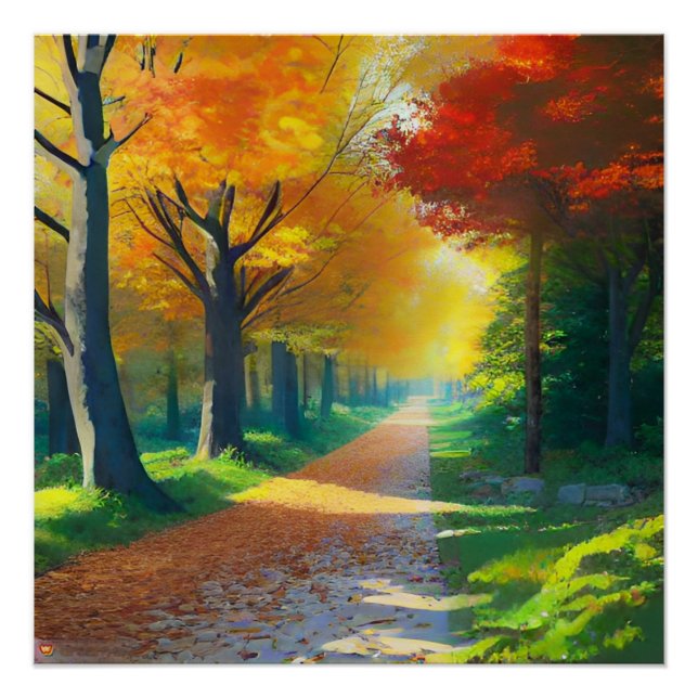 Natur-Herbstbäume im Wald Poster (Vorderseite)