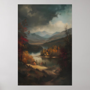 Natur Herbstfarben Fluss Landschaft Kunst Druckbar Poster