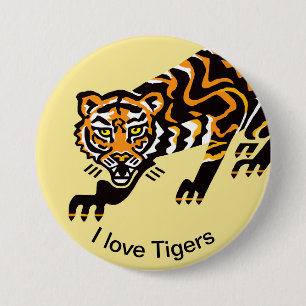 Natur- I Liebe TIGERS - gefährdete Arten - Gelb Button