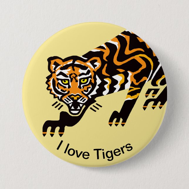 Natur- I Liebe TIGERS - gefährdete Arten - Gelb Button (Vorderseite)