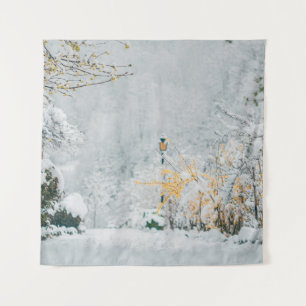 Natur im Schnee Vintage Rendering lensart, beau Wandteppich