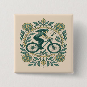 Natur Inspiriert Radlerin - Boho Biking Button