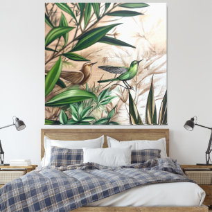 Natur inspirierte Leinwand Kunstdrucke, grün, Vöge