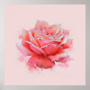 Natur Inspirred Pink Rose / Flower Watercolor Poster