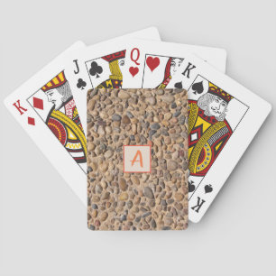 Natur-Kiesel entsteint Foto mit Monogramm Spielkarten