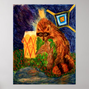 NATUR KUNST POSTER - ALTWEIBERSOMMER - WASCHBÄR GE