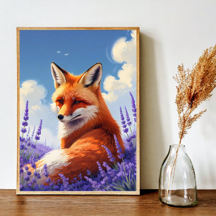 Natur Kunst Whimsical Fuchs & Lavendel Kunst Poster