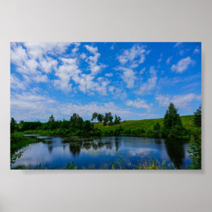 Natur Landschaft See Bäume Weißrussland Poster