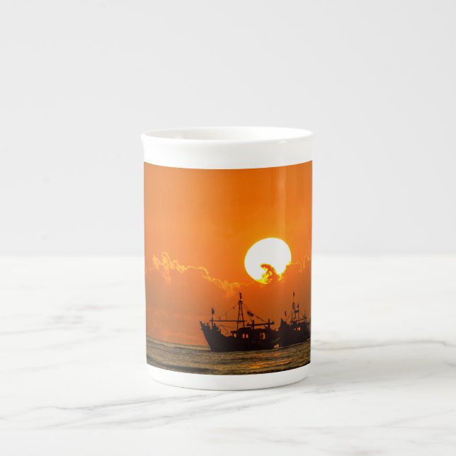 Natur Landschaft Sonnenuntergang mit Boot-68465 Prozellantasse (Vorderseite)