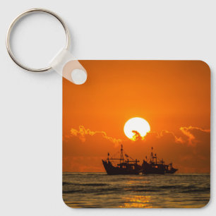 Natur Landschaft Sonnenuntergang mit Boot-68465 Schlüsselanhänger