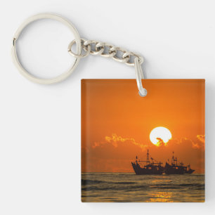 Natur Landschaft Sonnenuntergang mit Boot-68465 Schlüsselanhänger