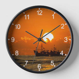 Natur Landschaft Sonnenuntergang mit Boot-68465 Uhr