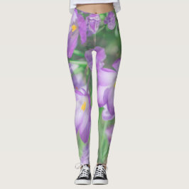 Natur Lila Crocus Blume Leggings