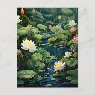 Natur Lotus Water Lily Pond Landschaft Feiertagspostkarte
