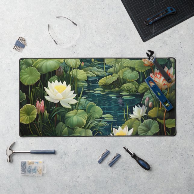 Natur Lotus Water Lily Pond Landschaft Schreibtischunterlage (Arbeitsplatz)