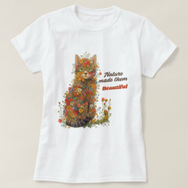 Natur machte sie schön Florale Katzen T-Shirt