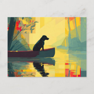 Natur Minimalist Black Labrador Kanu Ankündigungspostkarte