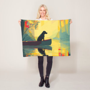 Natur Minimalist Black Labrador Kanu Fleecedecke