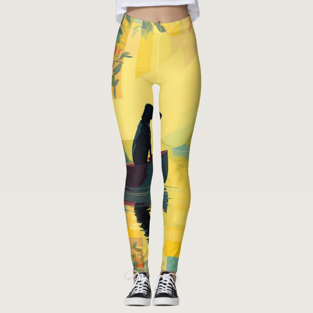 Natur-Minimalist Black Labrador Kanu Leggings (Vorderseite)