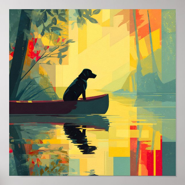 Natur Minimalist Black Labrador Kanu Poster (Vorne)