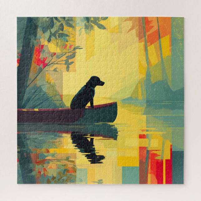 Natur-Minimalist Black Labrador Kanu Puzzle (Vertikal)