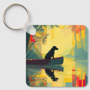 Natur-Minimalist Black Labrador Kanu Schlüsselanhänger