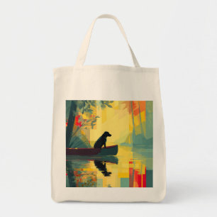 Natur Minimalistischer Schwarzer Labrador-Canoe Tragetasche