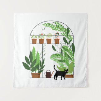 Natur Muster, Gewächshaus, Gartenarbeit. Zaun Wandteppich