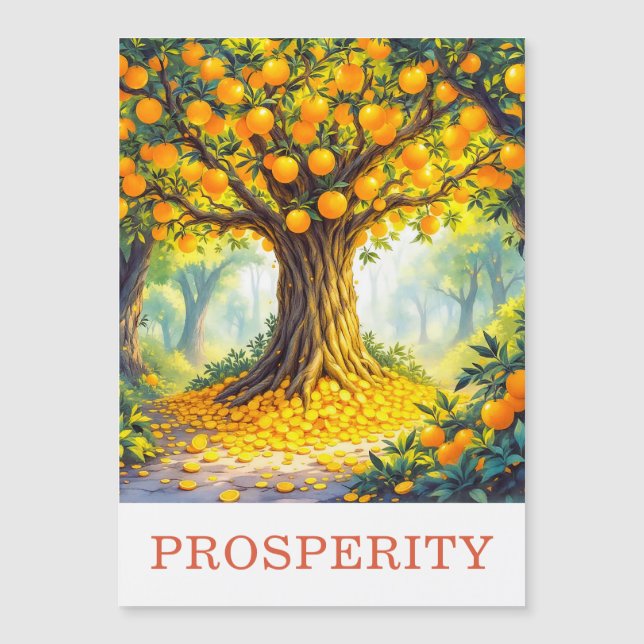 Natur Orange Baum Geld Wohlstand Magnetkarte (Vorderseite)