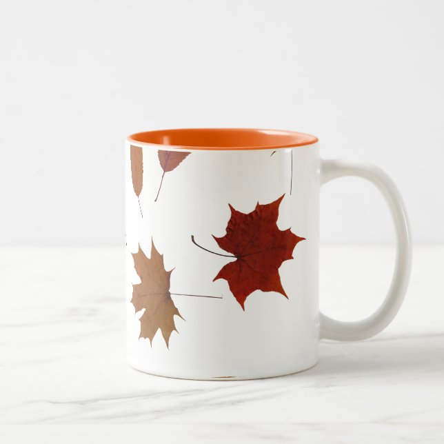 Natur-photographisches Herbst-Blätter Zweifarbige Tasse (Rechts)
