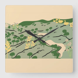 Natur Quadratische Wanduhr