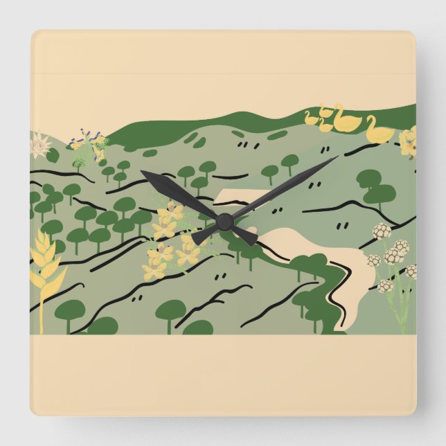 Natur Quadratische Wanduhr (Vorderseite)