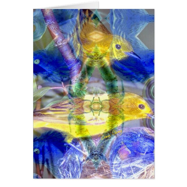 Natur-Reflexionen I - Gold u. blaue Vögel (Vorne)