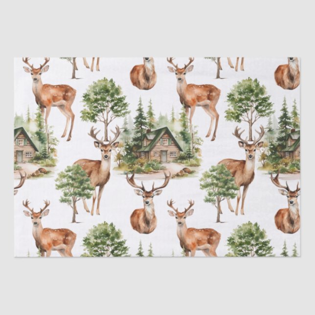 Natur Rustic Deer Wildlife Weihnachten Seidenpapier (Vorderseite)