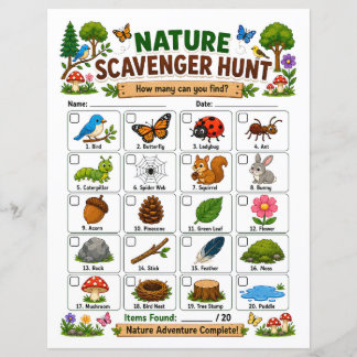 Natur-Schatzsuche-Aktivität für Kinder